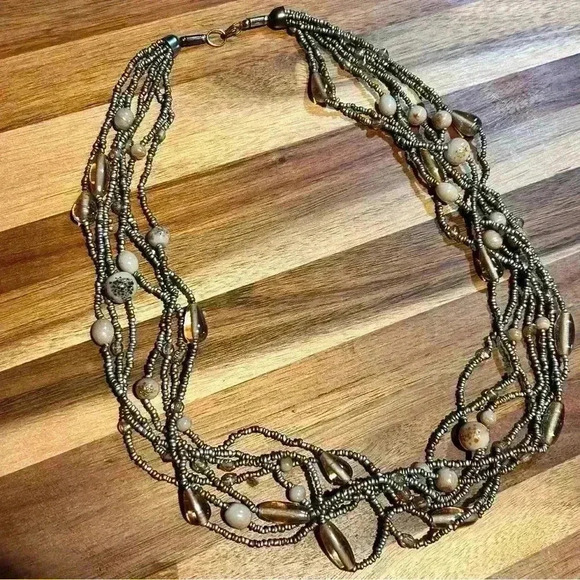 Beaded 7 Strand Statement Necklace - Picture 2 of 4